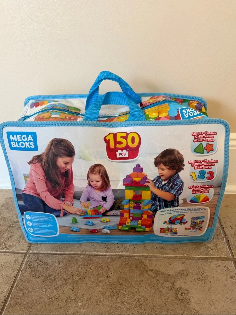 Mega Bloks 150-Piece Colorful Building Set - Blue Carry Case Kids Toddlers Boys